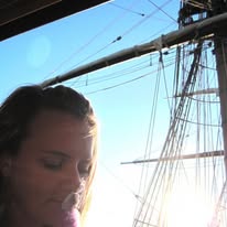 Backlit by the sun through the rigging